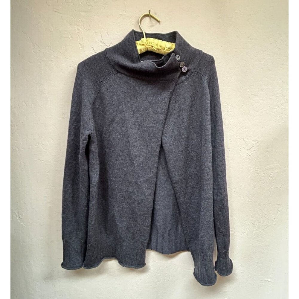 Robert Talbott Women's High Neck Knitted Pullover Sweater Small Wool Gray Casual